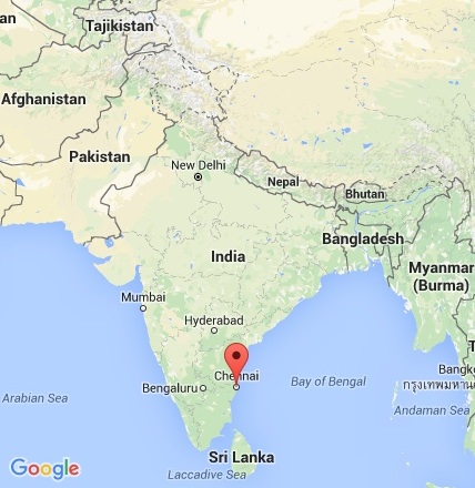 Chennai on map on India